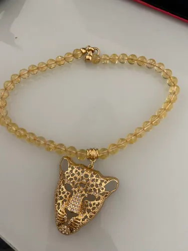 Colar leopardo citrino natural