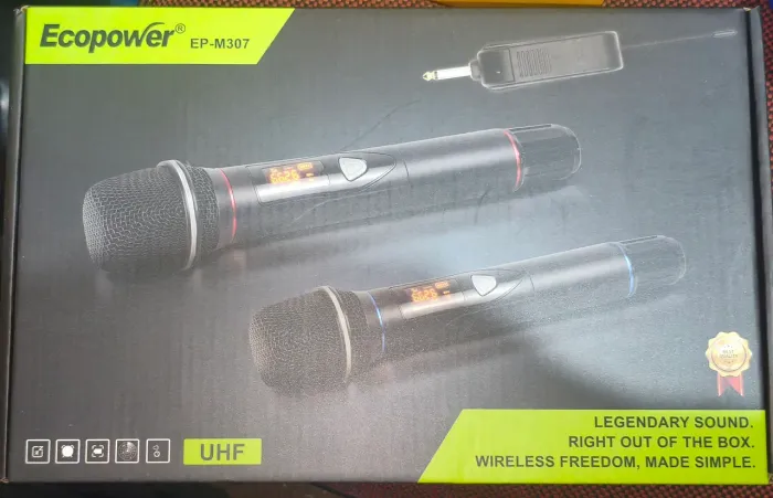 Par de Microfones sem fio ecopower para karaokê