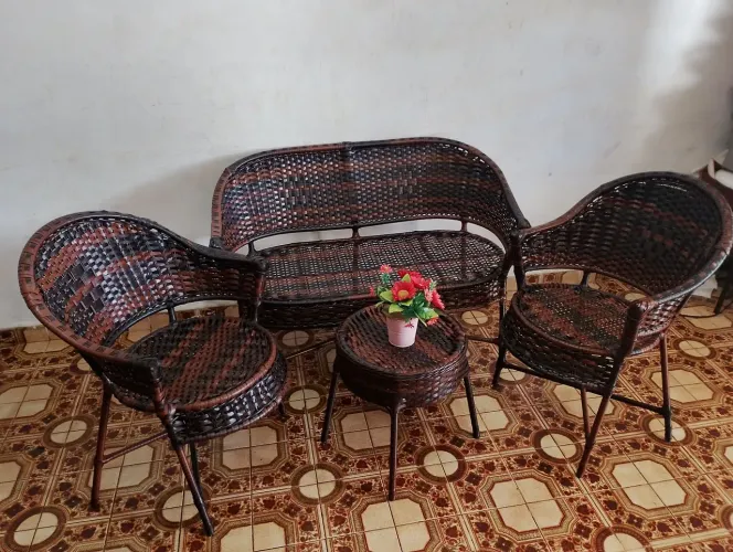 Jogo de sofá de vime sintético