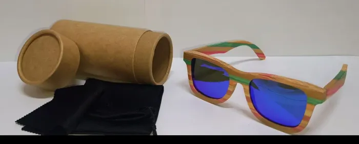 Óculos GM Original Espelhado Com Armação de Bambu