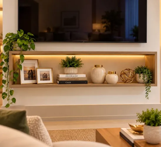 NICHO SUSPENSO PARA TV / PAINEL / PRATELEIRA DECORATIVA 