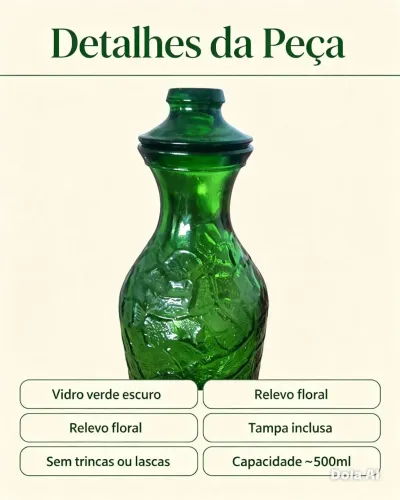 Jarra vintage verde com tampa