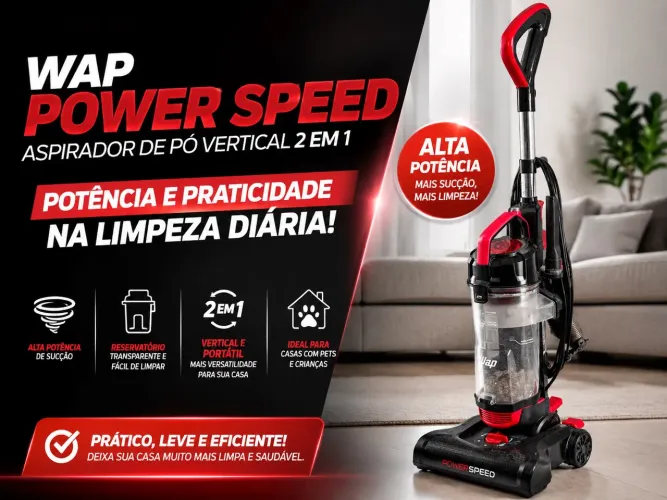 Aspirador WAP Power Speed Vertical 2 em 1 - Potente e em Ótimo Estado