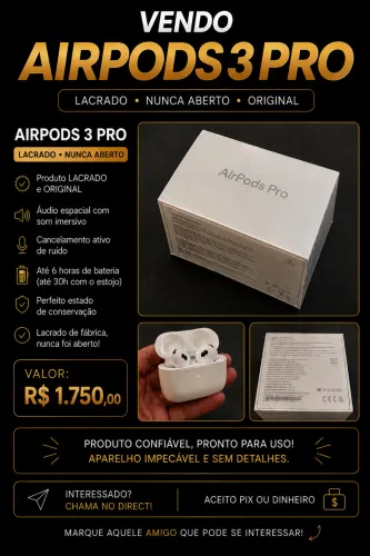 VENDO AIRPODS 3 PRO, NOVO, NA CAIXA E LACRADO