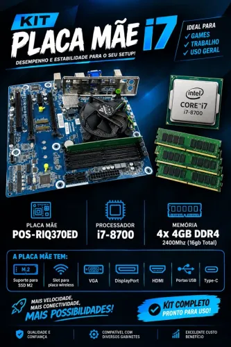 Kit upgrade placa mãe + i7-8700 + 16gb DDR4