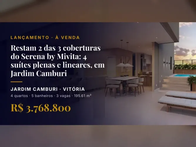 Jardim Camburi espera por você: cobertura com 4 suítes e lazer completo!