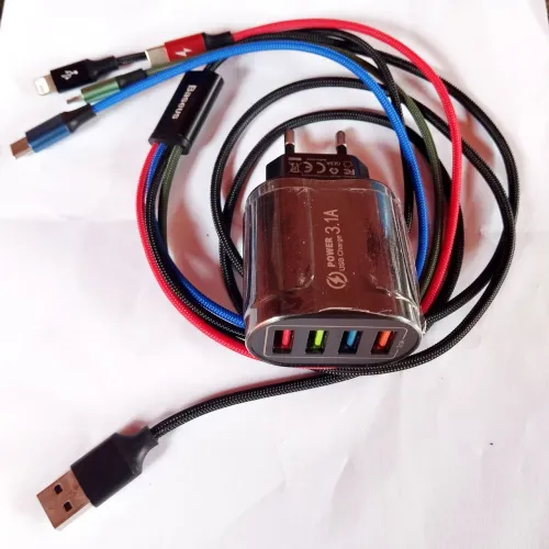 Cabo Baseus 4 em 1 com carregador 3.1 Power Usado (Leia a descrição)