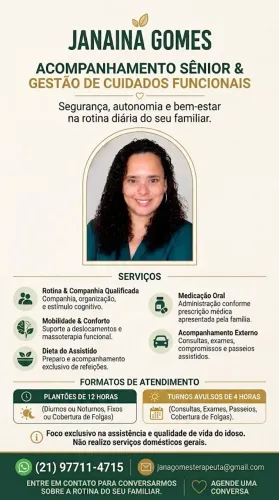 Cuidadora de Idosos e Gestão de Rotina - Plantões e Diárias