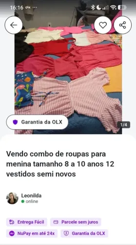 Vendo combo de roupas para menina 12 vestidos Uma parka 4blusas manga comprida 2legue t 10