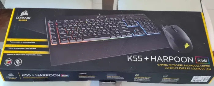 Kit Gamer Corsair K55 + Mouse Harpoon RGB - Excelente Estado