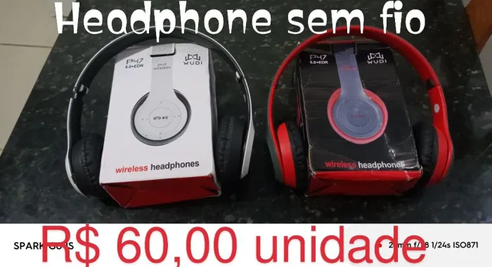 Headphone sem fio via bluetooth