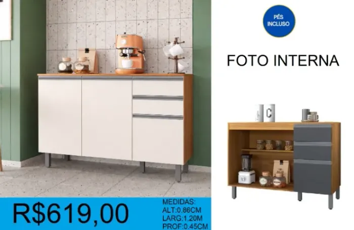 Balcão com tampo para cozinha - excelente qualidade