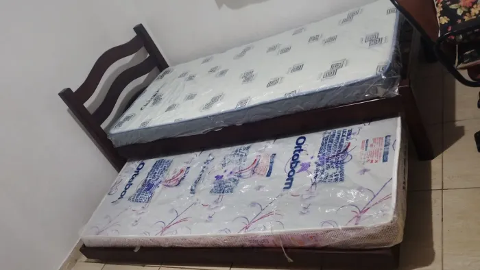 Cama + base auxiliar + colchão Ortobom