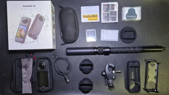 Câmera de Ação/Esportiva Insta360 X4 Impermeável Estabilização FlowState + Kit Acessórios