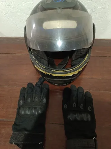 Capacete Escamoteavel + Luva