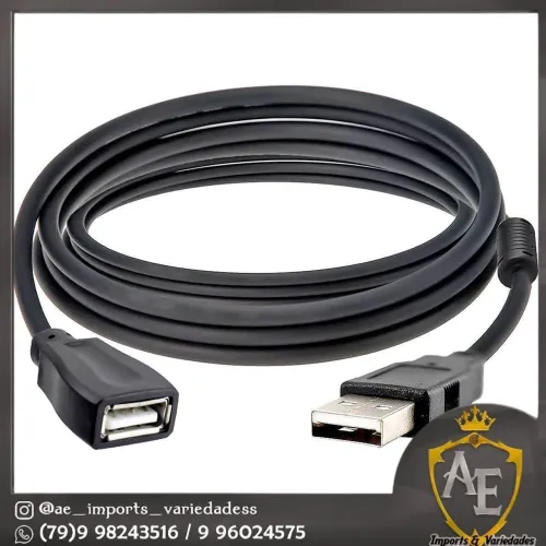 Cabo extensor USB macho e fêmea
