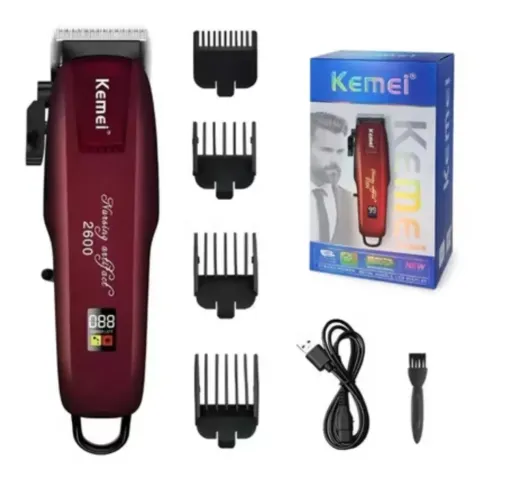 Máquina Profissional De Cortar Cabelo Sem Fio Bordô Kemei Km-PG2600