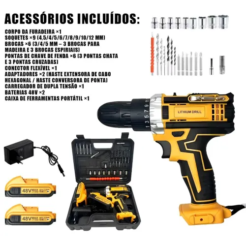 Parafusadeira 48v 2 baterias