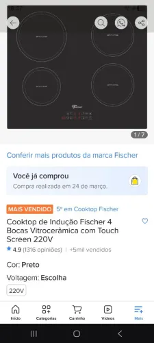 FOGÃO INDUÇÃO FISCHER