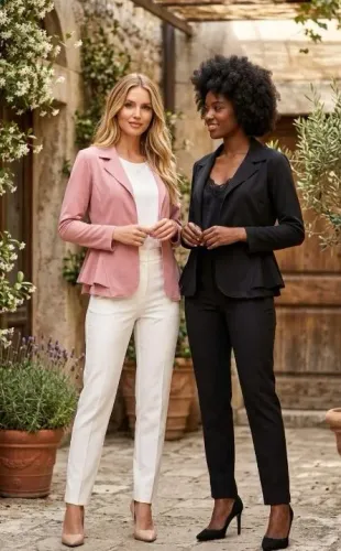Kit Duplo Blazer Feminino G - Cores Curingas Rosa+Preto (Foto Real) - Semi Novos