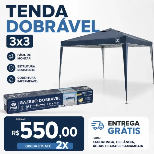 TENDA GAZEBO DOBRÁVEL 3x3 BEL