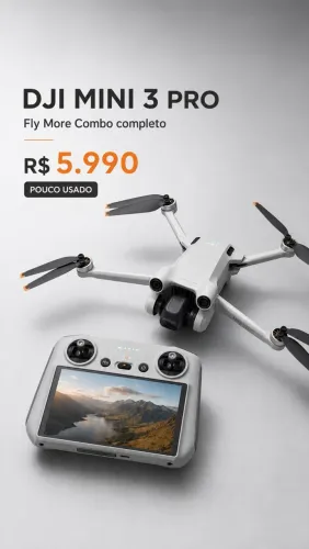 DJI Mini 3 Pro Fly More Combo completo, pouquíssimo uso e em excelente estado.