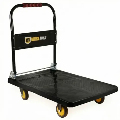 Carrinho Plataforma de Carga Dobrável Industrial 400kg em Aço Carbono com Rodas PU - Muke 