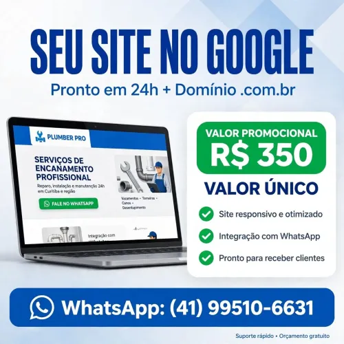 CRIAÇÃO DE SITE PROFISSIONAL - A Partir de R$350 Valor Único - Curitiba e Região