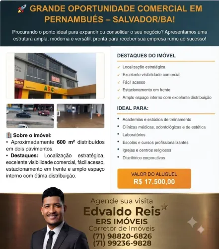 ? GRANDE OPORTUNIDADE COMERCIAL EM PERNAMBUÉS - SALVADOR/BA!