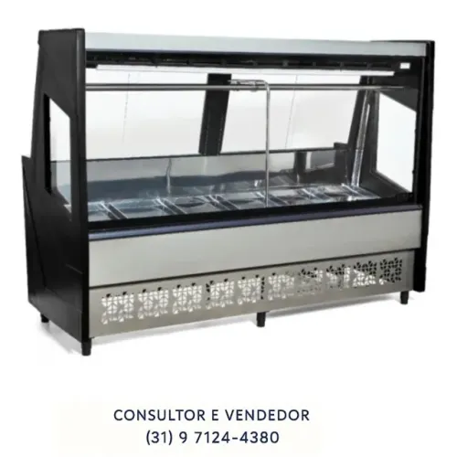 Balcão de Açougue Vidro Reto 2M Preto Polar
