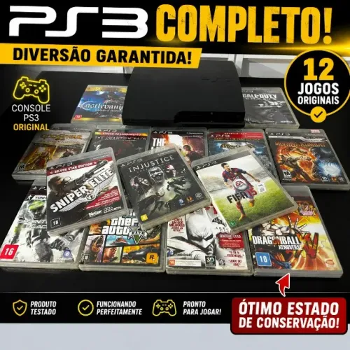 Playstation 3 FAT + 12 jogos mídia física