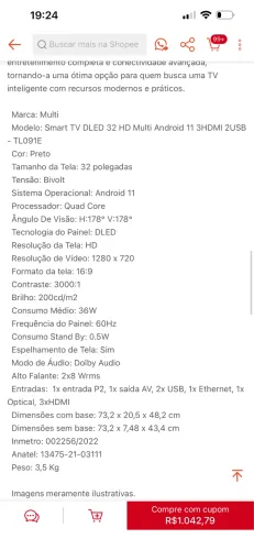 Tv 32 polegadas nova