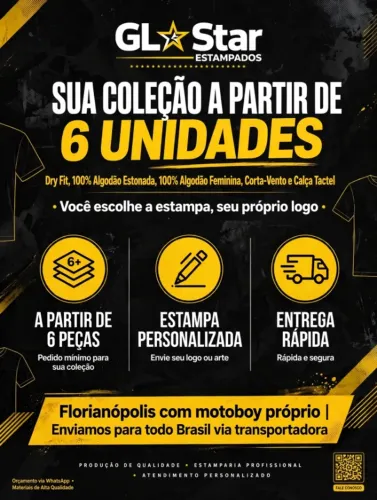 KIT 6 CAMISETAS PERSONALIZADAS COM SUA LOGO - DRY FIT, ALGODÃO, CORTA-VENTO, TACTEL - FLP