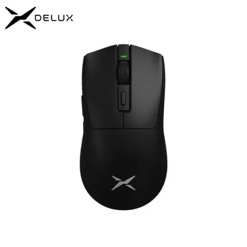 Mouse Gamer Sem fio Delux M600, 12000DPI, 8 Botoes, PAW3311, 49g Preto, 12x 14,17