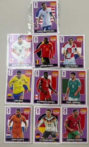 Figurinhas legend extra Stick Panini bordo roxa base