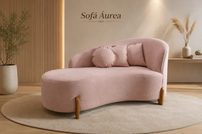 Sofá Áurea com pés de madeira