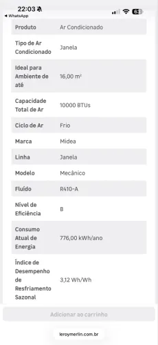 Ar condicionado 10000 BTUS janela