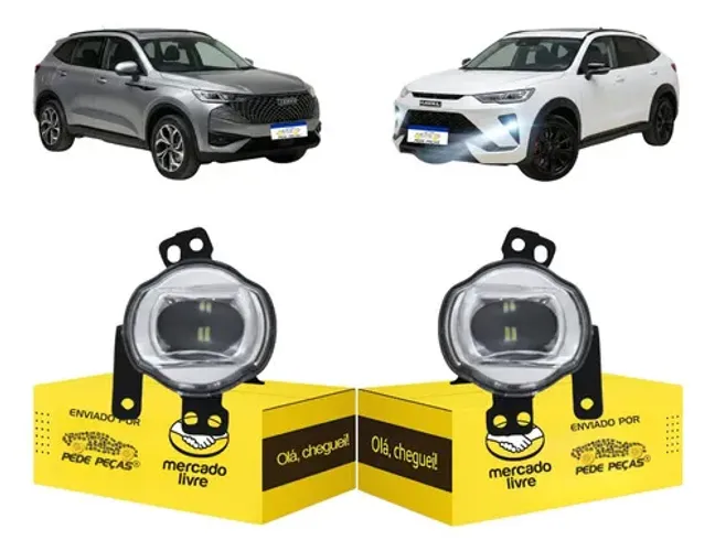 Farol Milha Cibie Auxiliar Haval H6 Gt 2023 24 2026 Led Par Prateado