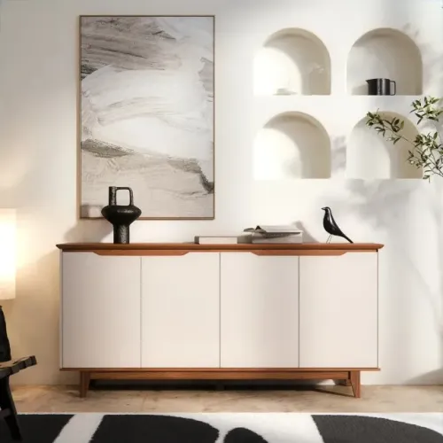 Buffet Aparador 04 Portas Pés Retrô 1.63M LUXO. São Produtos Novos Direto da Fábrica.