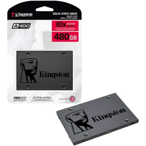 SSD Kingston 480GB A400, SATA, Leitura 500MB/s e Gravação 450MB