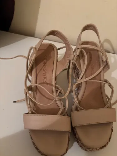 Sandália Anabela Espadrille Suzana Santos Nude/Bege