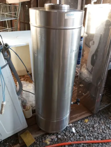 Tanque inox, cerveja, mel, bebidas cilíndrico 33cm x 100cm 66 litros usado ótimo