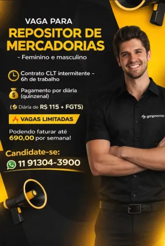 REPOSIÇÃO DE MERCADORIAS - 6h de trabalho 