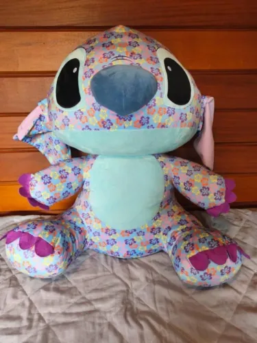 Pelúcia Stitch Gigante Premium Floral Disney Antialérgico 70cm