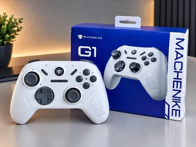 Controle Machenike G1 Branco Sem Fio - Hall Effect (Anti-Drift) - 1000Hz PC/Switch/Android