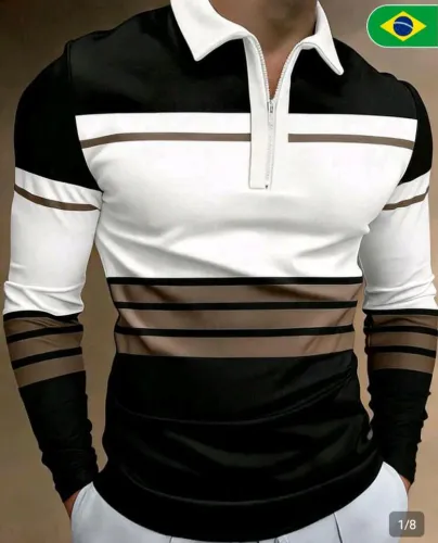 Camisa Polo Masculina Manga Longa