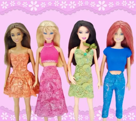 Lote de roupas para boneca Barbie de renda