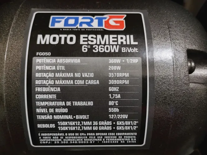Moto esmeril 6" 360W Bivolt