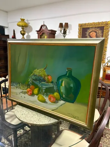 Quadro Grande estilo "Bodegón" do Pintor J. Fernandes óleo sobre tela