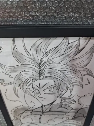 Quadro decorativo Dragon ball z super trunks feito a mão - tamanho A3